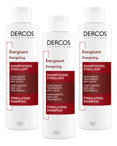 Kit X3 Und Vichy Shampoo Dercos Energizante Anticaída X200ml