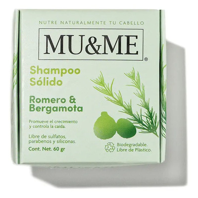 Shampoo Solido Mu&me Romero & Bergamota Crecimiento 60gr | Meses sin interés