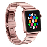 Pulseira Em Aço Inoxidável Compatível C/ Apple Watch Gold