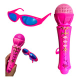 Kit Microfone Brinquedo Menina Taylor Pilhas Toca Musica 