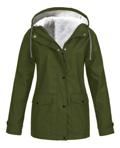 Chaquetas De Terciopelo Plus Para Mujer, Impermeable Con Cap