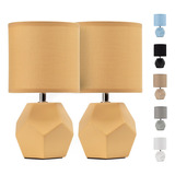 Set De 2 Lámparas De Buró Cerámica Estilo Minimalista 12.5 Estructura Café Pantalla Café