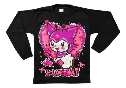 Remera Kuromi Manga Larga Nena Brilla En La Noche Premium