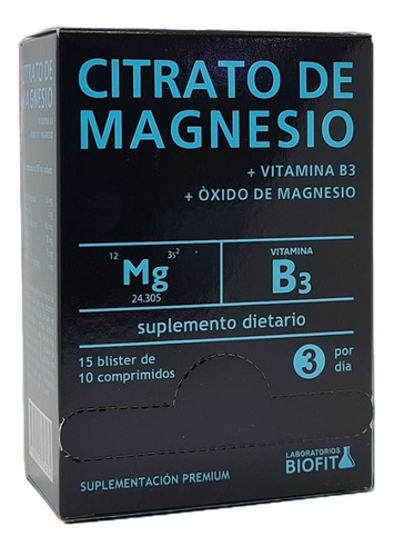 Citrato De Magnesio + Vit B3 + Ox Magnesio 150 Comp Biofit