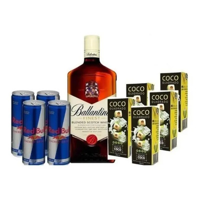 Combo Whisky Ballantine's 1l + 4 Red Bull + 5 Aguas De Coco | Parcelamento sem juros