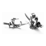 Aretes Piercing Cadena Espada Samurai De Moda Punk Unisex