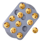 Molde Silicón 12 Cavidades Mini Muffins, Mini Cupcakes 