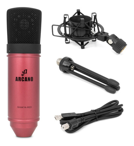 Microfone Condensador Usb Arcano Shakya-red C/ Tripé Mesa Sj