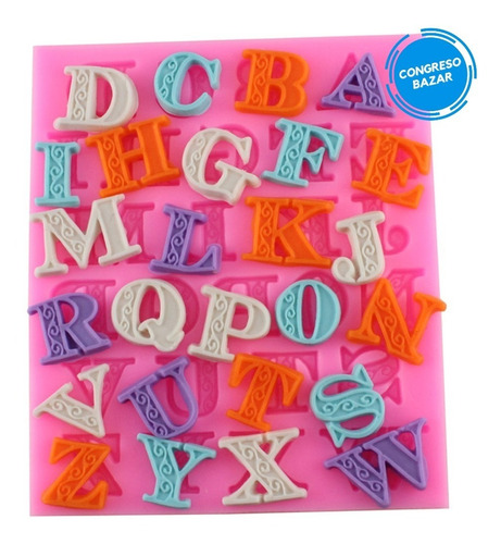 Molde Silicona Abc Letras Fondant Porcelana Pasta De Goma