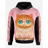 Buzo Rosa Gato Aesthetic Japan Capucha Y Bolsillos Unisex