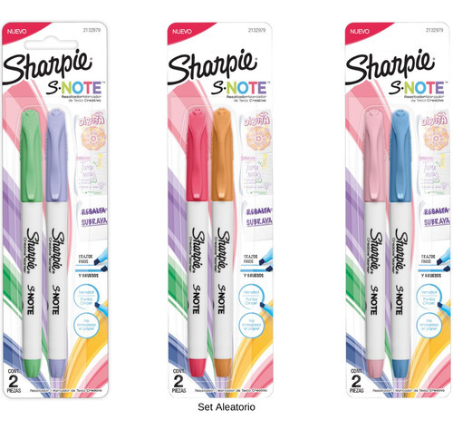 Resaltador Sharpie Note Pasteles Blister X2 Color Multicolor