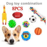 8pcs Perro Juguete Pelota Mascota Cuerda Chirriante Juguete