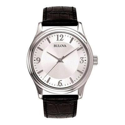 Reloj Bulova Corporate 96a28 Para Hombre Acero Inoxidable Correa Negro Bisel Plateado Fondo Plateado | Meses sin interés