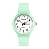 Reloj Sanda 6060, Simple Reloj Resistente Al Agua Calendario Color Del Bisel Verde