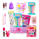 Kit Maquiagem Infantil Completo Batom Gloss Paleta De Sombra