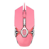 Ratón Mecánico Para Juegos Rosa Con Cable Silencioso 3200ppp