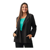 Blazer Sastrero Largo De Crepe Con Bolsillos Talles Grandes