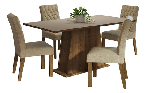 Mesa De Comedor De Madera Con 4 Sillas Ashley Madesa Rcri, Color Rústico/crema/imperial