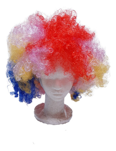 Peluca Afro Cotillon Disfraz Rulos Multicolor Payaso Disfraz