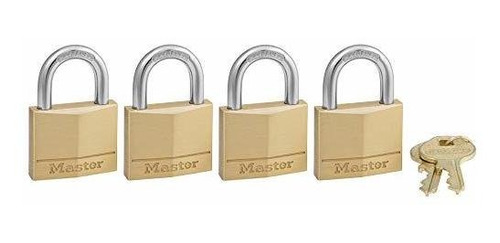 Candados Sólidos Master Lock 140q, Pack De 4, Latón, Plata.