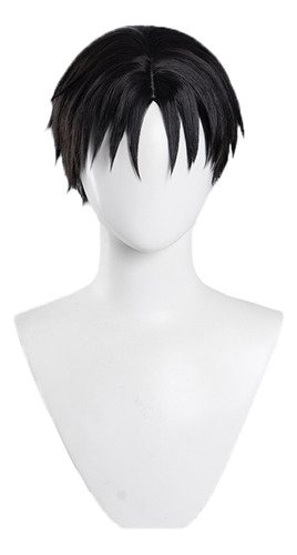 Peluca Negra Para Cosplay De Anime Con Flequillo, Resistente