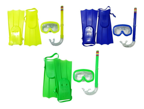 Kit Buceo Niños Snorkeling Mascara + Snorkel + Aletas Buceo