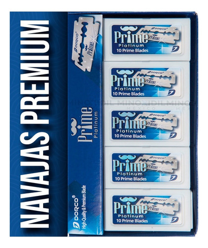 100 Navajas Dorco Para Afeitar Doble Filo Prime Platinum 