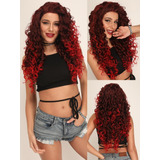 13*2.5 Pelucas Lace Front De Rizadas Rojo Ombre