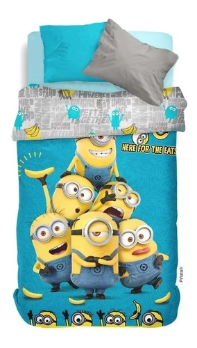  Acolchado Infantil 11/2 Plaza Minions Piñta Original Revers