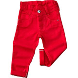 Calça Jeans Masculina Infantil Vermelha Tamanho 1 Ao 8