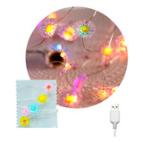 Luces Led Decorativas Navidad Papa Noel Abeja Flor Tira Usb