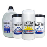 Kit Piscina Alguicida Cloro Granulado Sube Ph Y Baja Ph