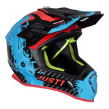 Casco Cross Enduro Atv Utv J38 Mask Blue Red Black Just1