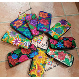 12 Carteras-monederos Artesanal Bordados De Flores-mexicanas