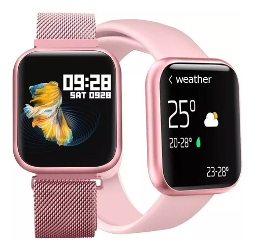 Relogio Smartwatch P80 2º Geração Com Pulseira Extra Rosa