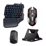 Kit Gamer Teclado Mouse Soporte Celular Adaptador Bluetooth 