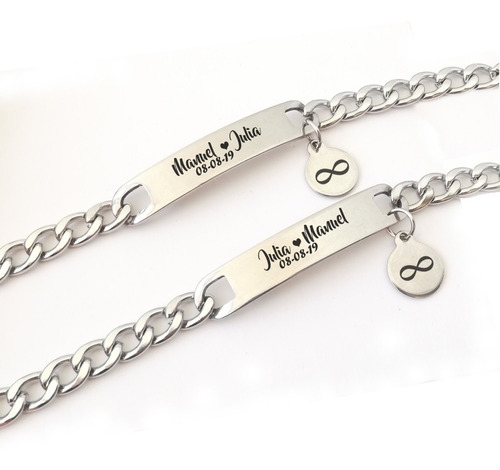 X2 Pulseras En Acero Personalizada Manilla Esclavas