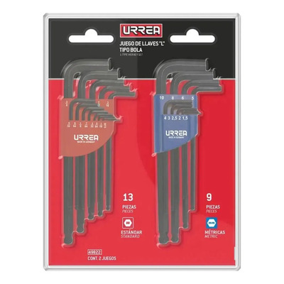 Kit De Llaves Hexagonales Tipo L Punta Bola 22 Piezas Urrea Negro | Envío gratis