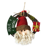 Guirlanda Natalina 30cm Sisal Papai Noel E Placa Feliz Natal