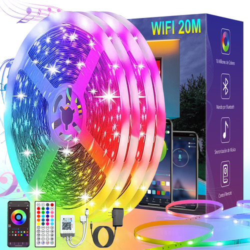 Dahan Luz Inteligente Wifi Tuya Con Autoadhesivo 24v Bajo Voltaje 5050 Rgb Flexible Atmósfera Colorida Tira De Luz Led Juego De 20 M (2 * 10 M)