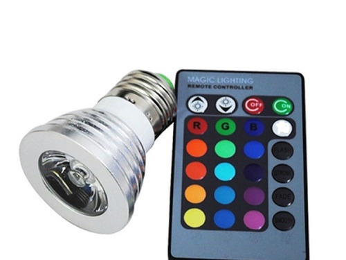 Lâmpadas Led Dicroica Rgb 3w Colorida Controle Remoto