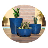 3 Vasos Plantas Luxo Cone Bojo E Bacia Liso N1 C Prato