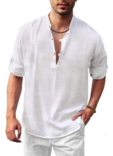 Camisa Social De Manga Larga For Hombre De Talla Grande