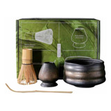Kit Set Te Matcha Ceremonial Artesanal Ceramica Bambu 4 Pz