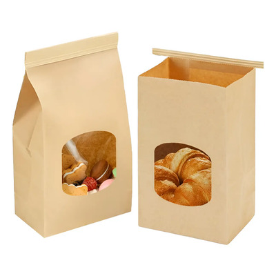Y 50 Bolsas De Papel Kraft 24x16x7cm Tie Tab Lock Para