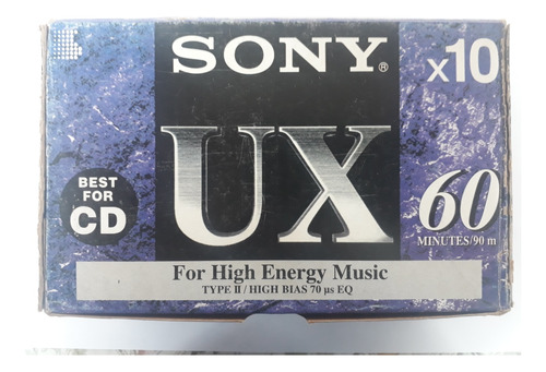Caixa C/10 Fitas Cassete Sony Ux 60 Min Virgens E Lacradas