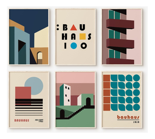 Cuadros Decorativos Bauhaus Miniamlistas Modernos  Set X 6