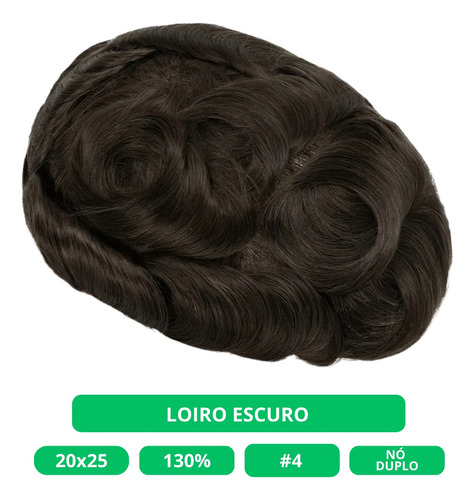 Aplique Capilar Masculino Com Nós 20cm X 25 130% Densidade