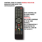Control Para Fanco Tv Modelo W32-d12b Rm-40