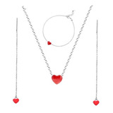 Conjunto Colar Brinco Pulseira Folheado A Prata Cfp 13